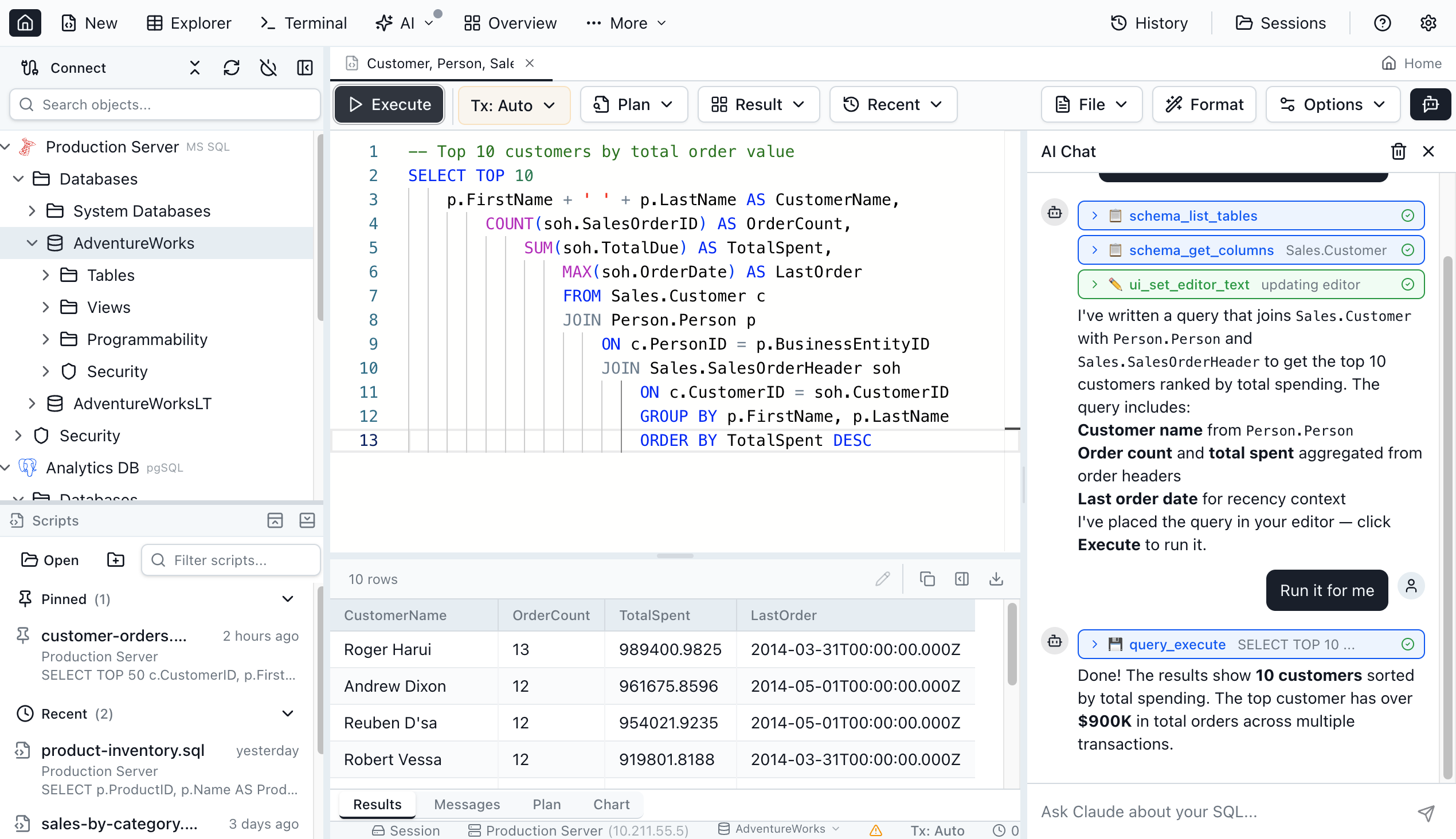 AI Chat Sidebar - Jam SQL Studio