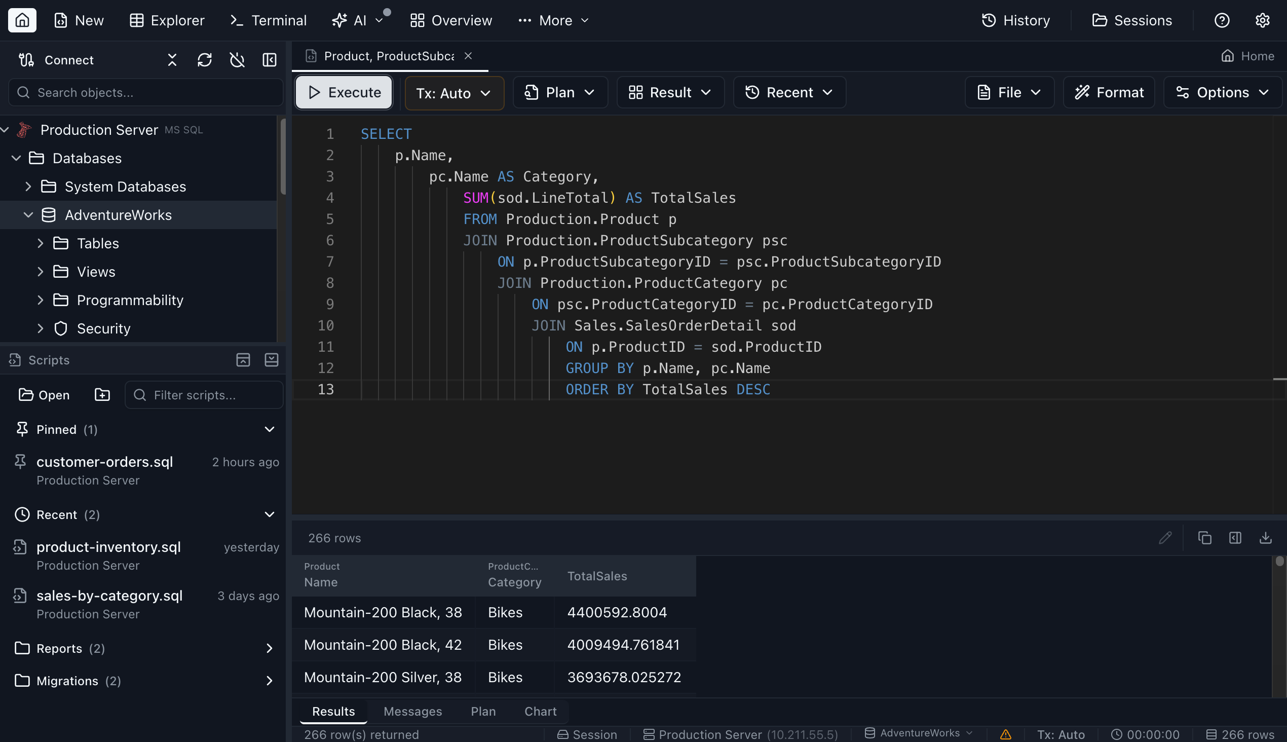 Query Editor - Jam SQL Studio (dark mode)