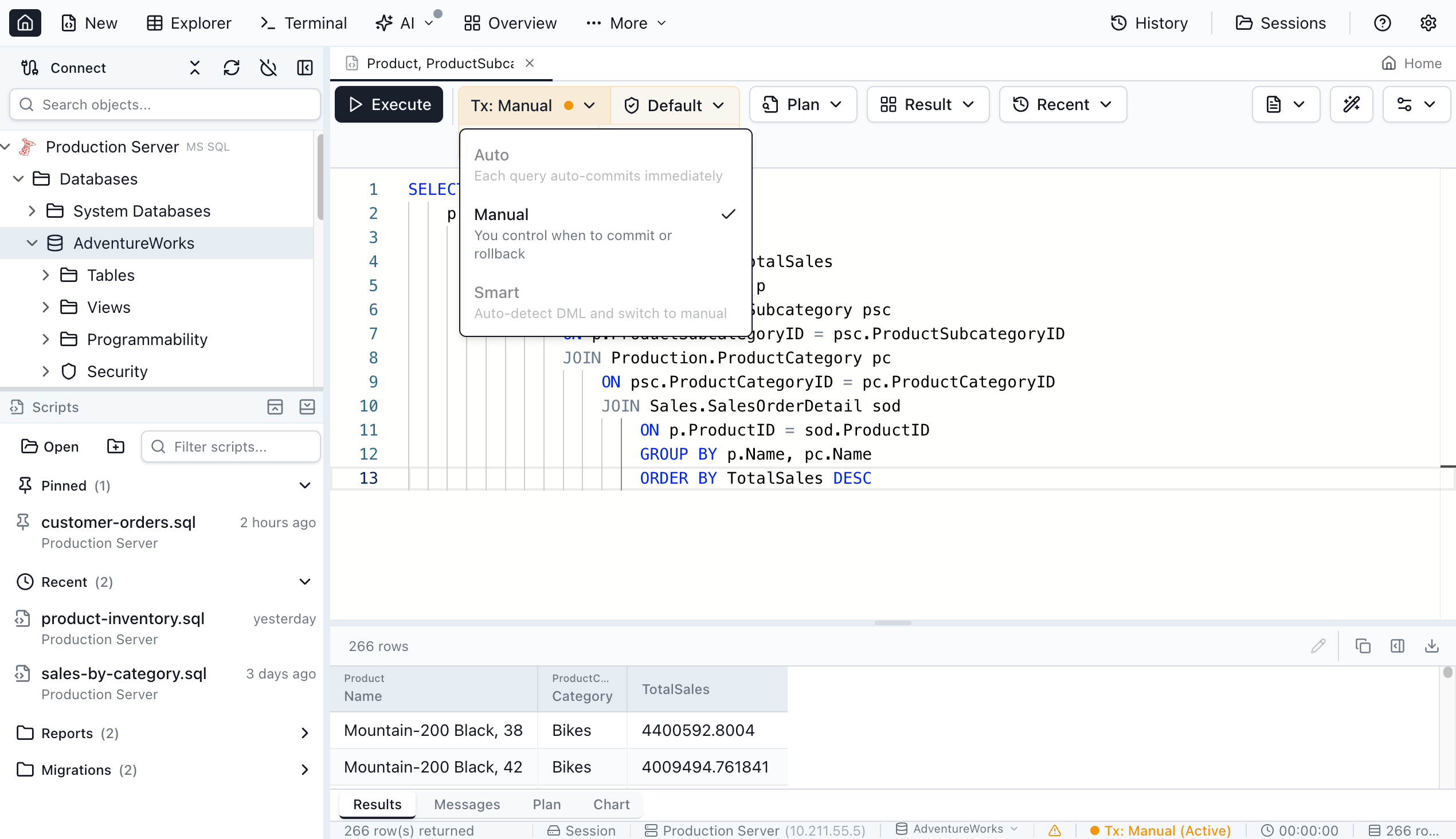 Transaction Management - Jam SQL Studio